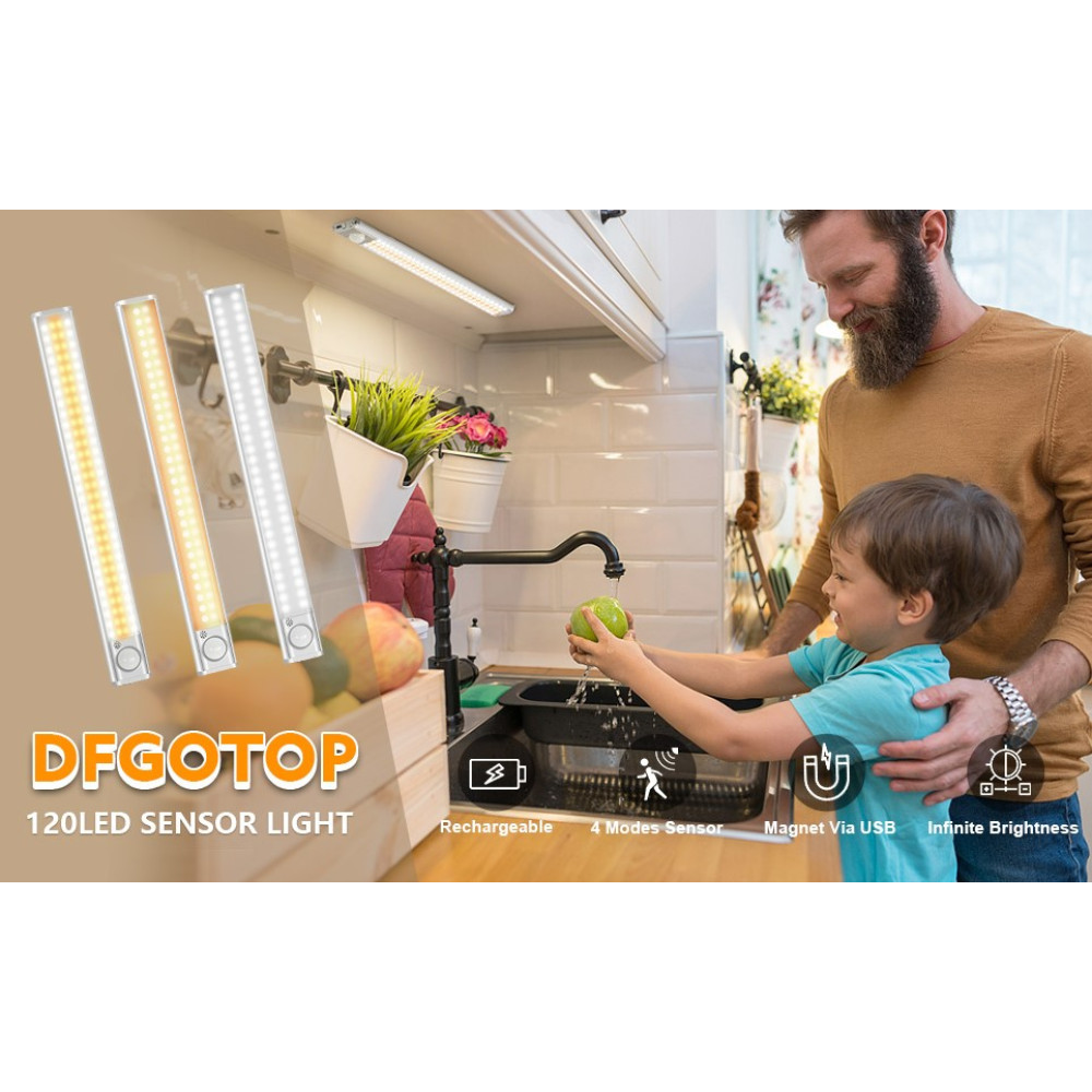 Аккумуляторные LED светильники Dfgotop 2 шт с датчиком движения 