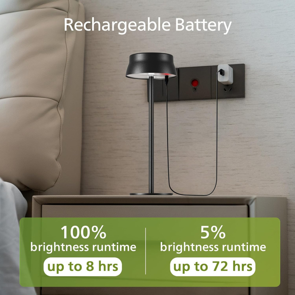 2 шт. Беспроводная настольная LED лампа Philips с 3 режимами света 3000–6500K 