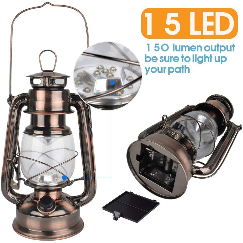 Ретро фонарь WisHomee для кемпинга LED под батарейки теплый свет