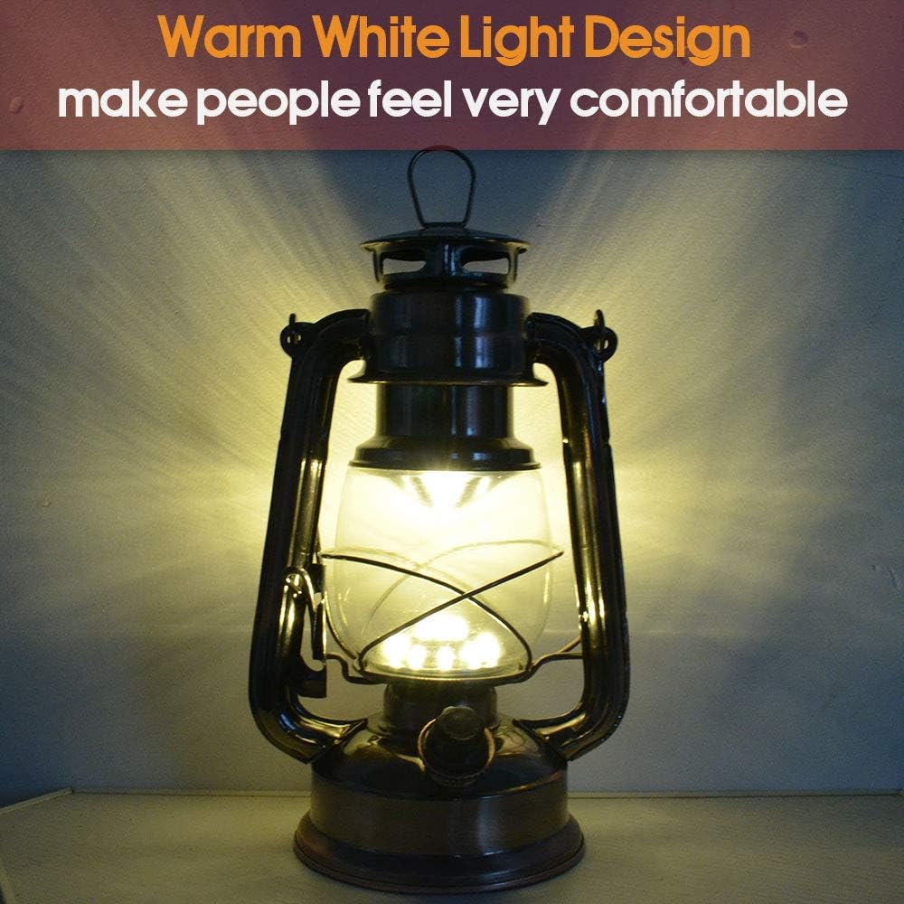 Ретро фонарь WisHomee для кемпинга LED под батарейки теплый свет