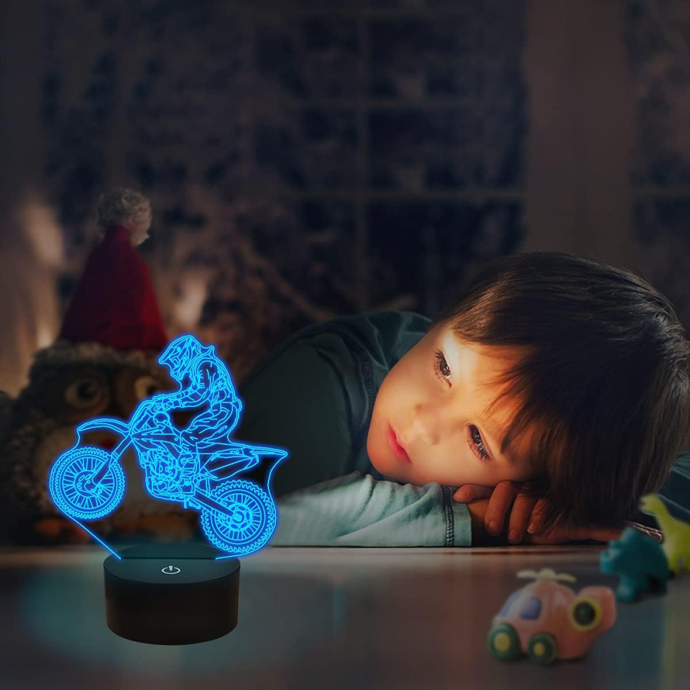 Ночник 3D Мотоцикл FULLOSUN LED лампа 16 цветов с пультом