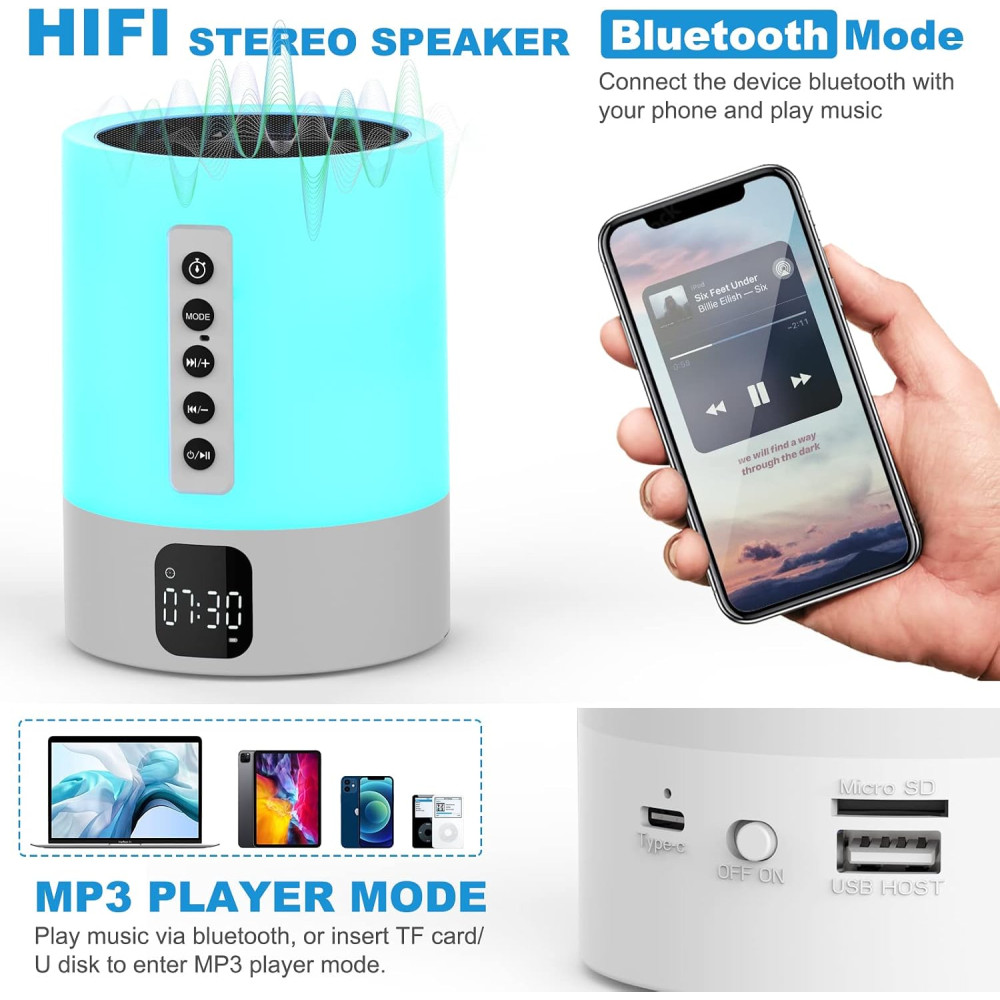 Ночник AFEXOA DY29S с Bluetooth-колонкой и будильником