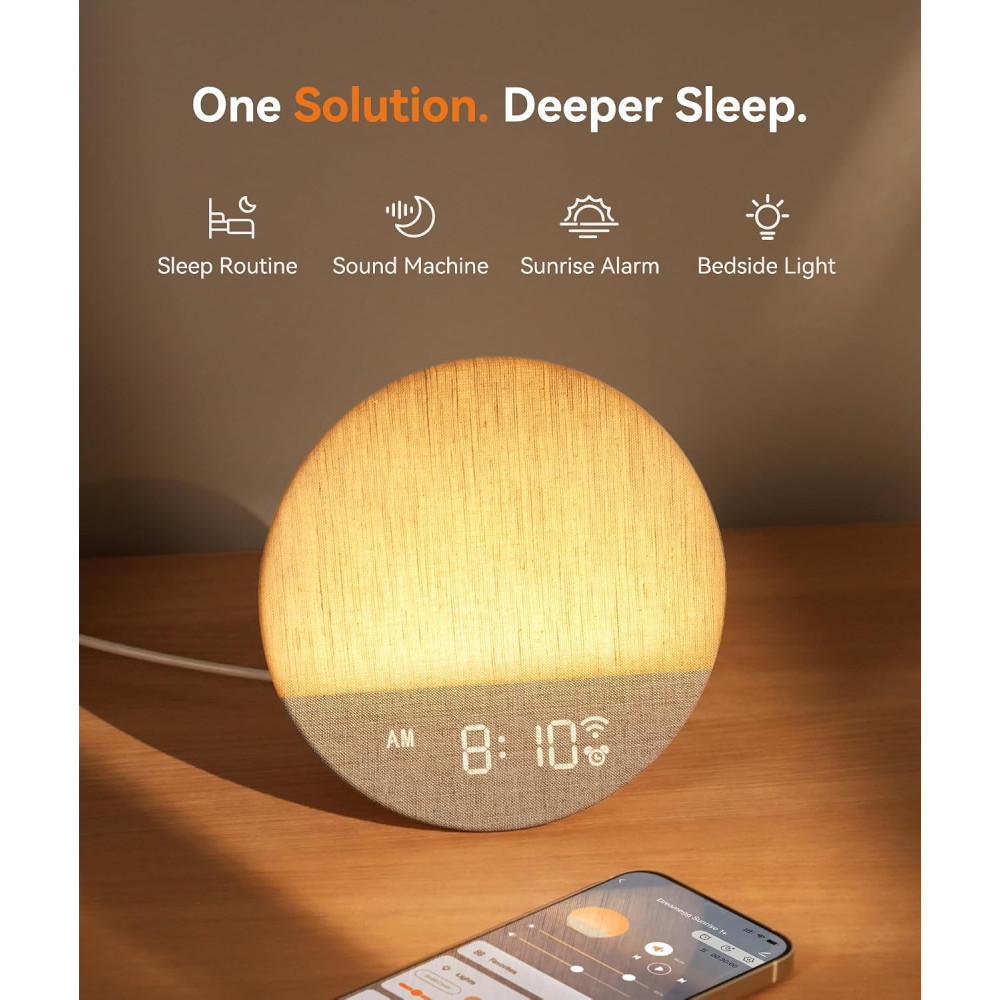 Световой будильник с эффектом рассвета и белым шумом — Dreamegg Sunrise 1, 29 звуков, ночник