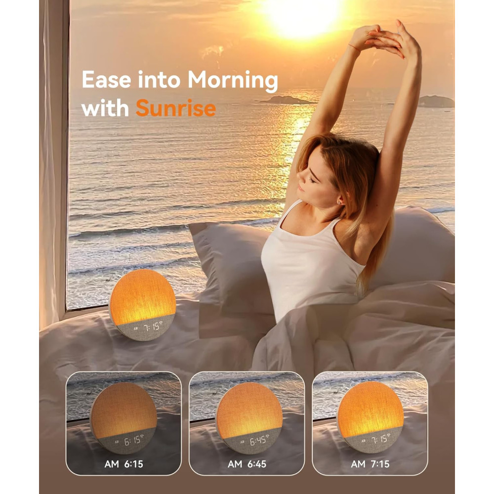 Световой будильник с эффектом рассвета и белым шумом — Dreamegg Sunrise 1, 29 звуков, ночник
