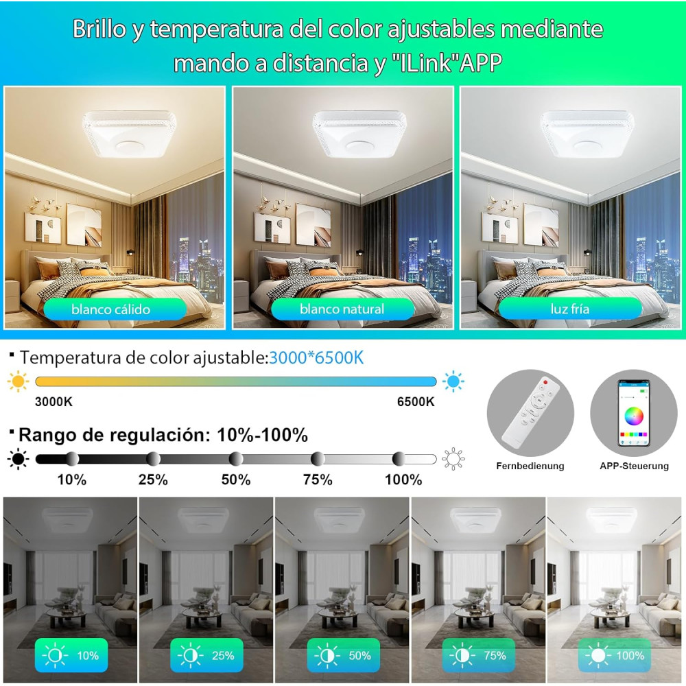 Стельовий LED світильник RGB 30 Вт з Bluetooth колонкою TOPBOS димований