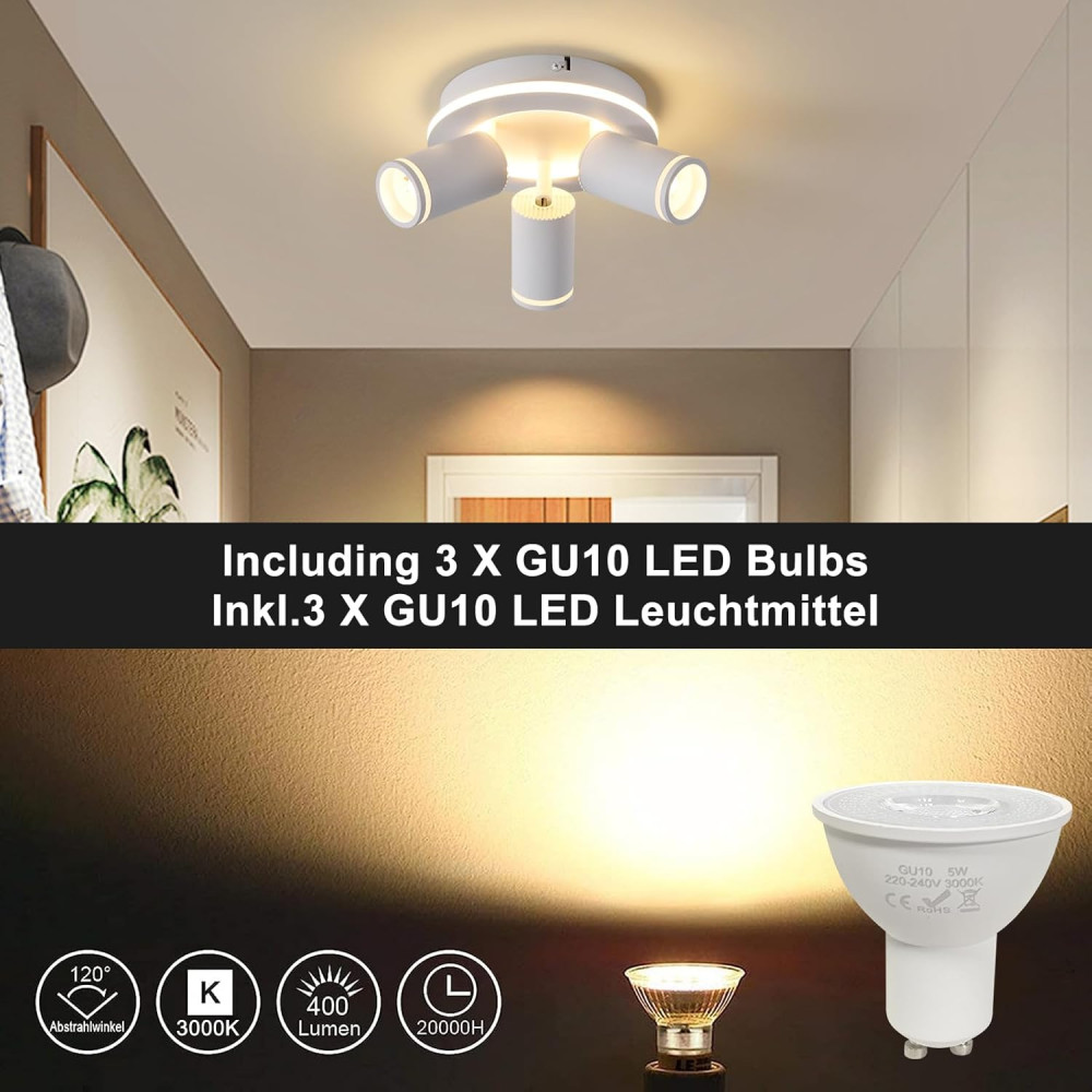 Потолочный LED светильник MYCUL с поворотными спотами 3×GU10 теплый свет 3000 K