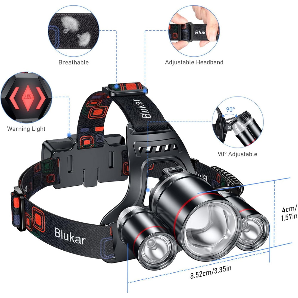 Налобный фонарь Blukar LED аккумуляторный 8000LM 5 режимов IPX6