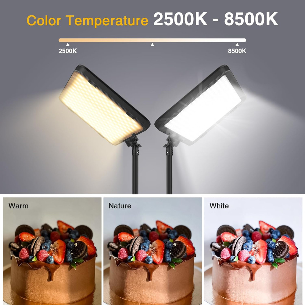 Набор из 2 LED видеоламп Obeamiu с треногами 160 см для съемки стриминга и фото