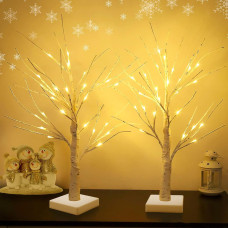 Декоративные LED дерева березы Gorgeoos набор 2 шт 24 LED на USB или батарейки