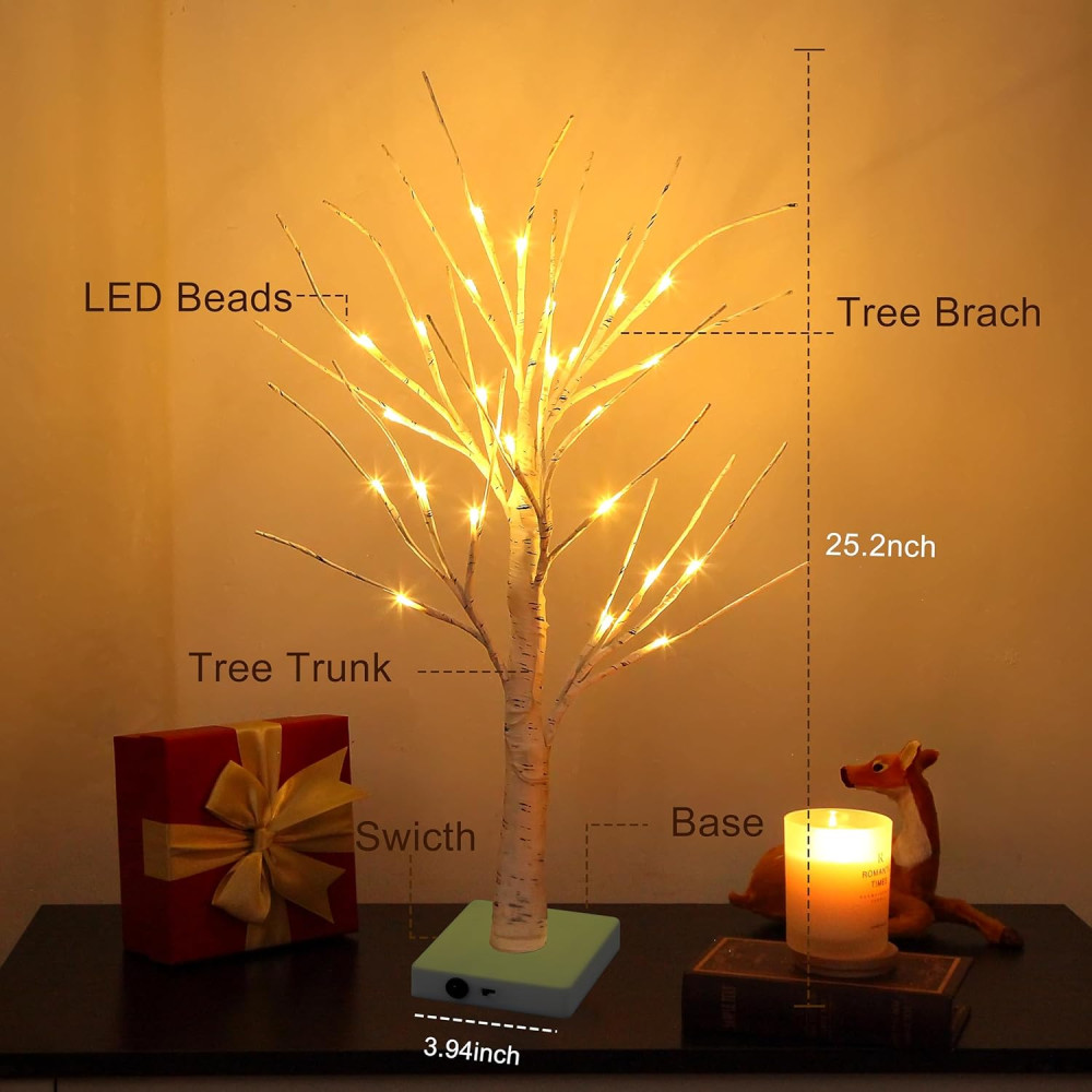 Декоративні LED дерева берези Gorgeoos набір 2 шт 24 LED на USB або батарейки