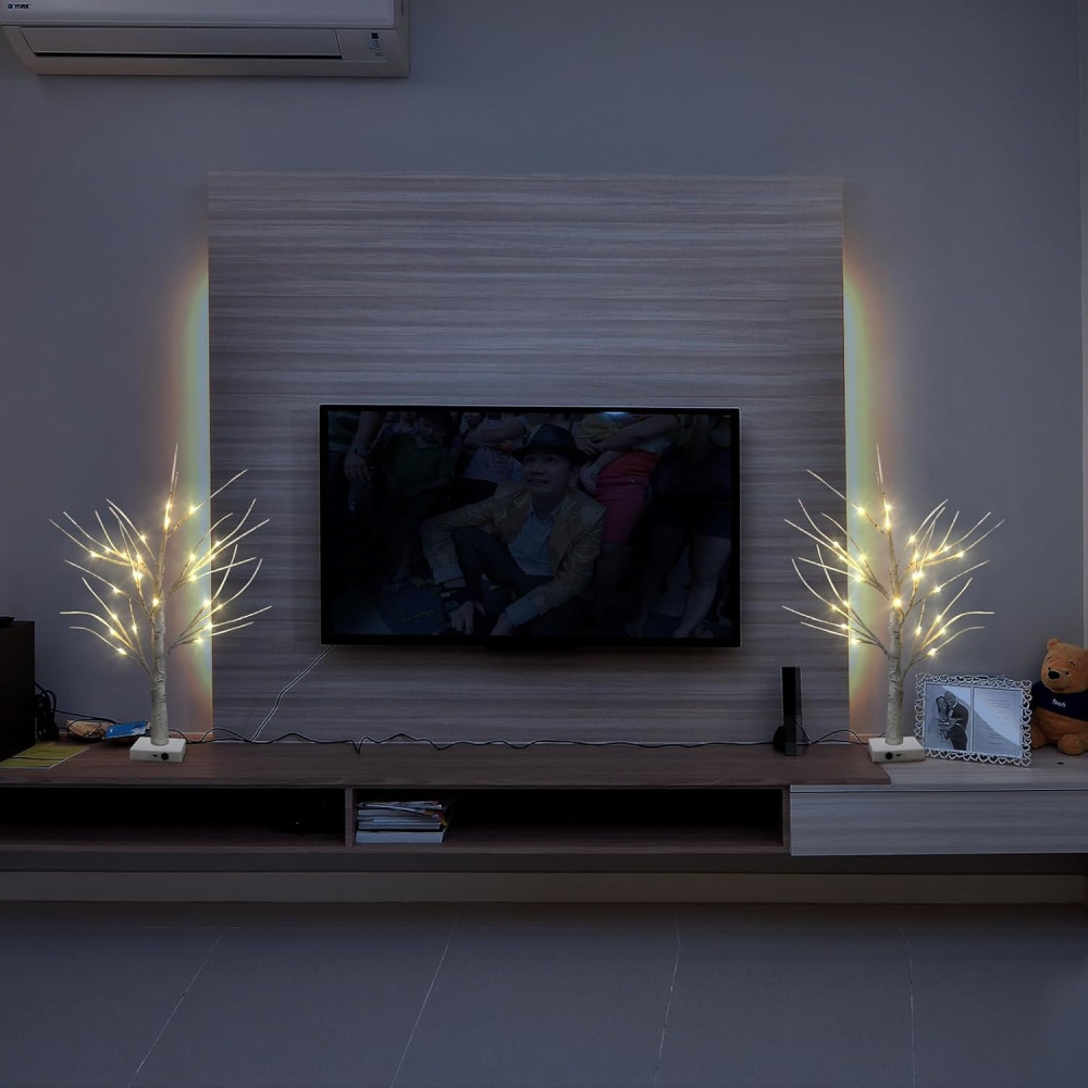 Декоративні LED дерева берези Gorgeoos набір 2 шт 24 LED на USB або батарейки