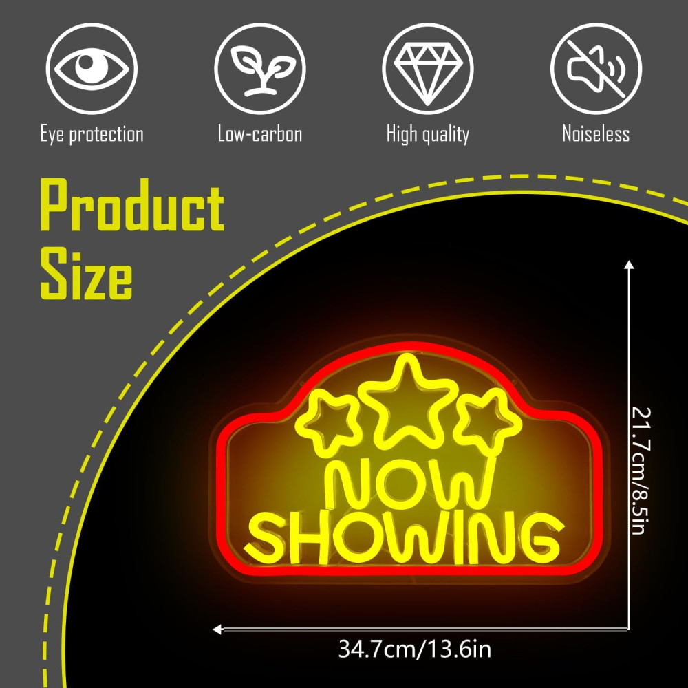Неонова настінна вивіска Now Showing LED USB з регулюванням яскравості
