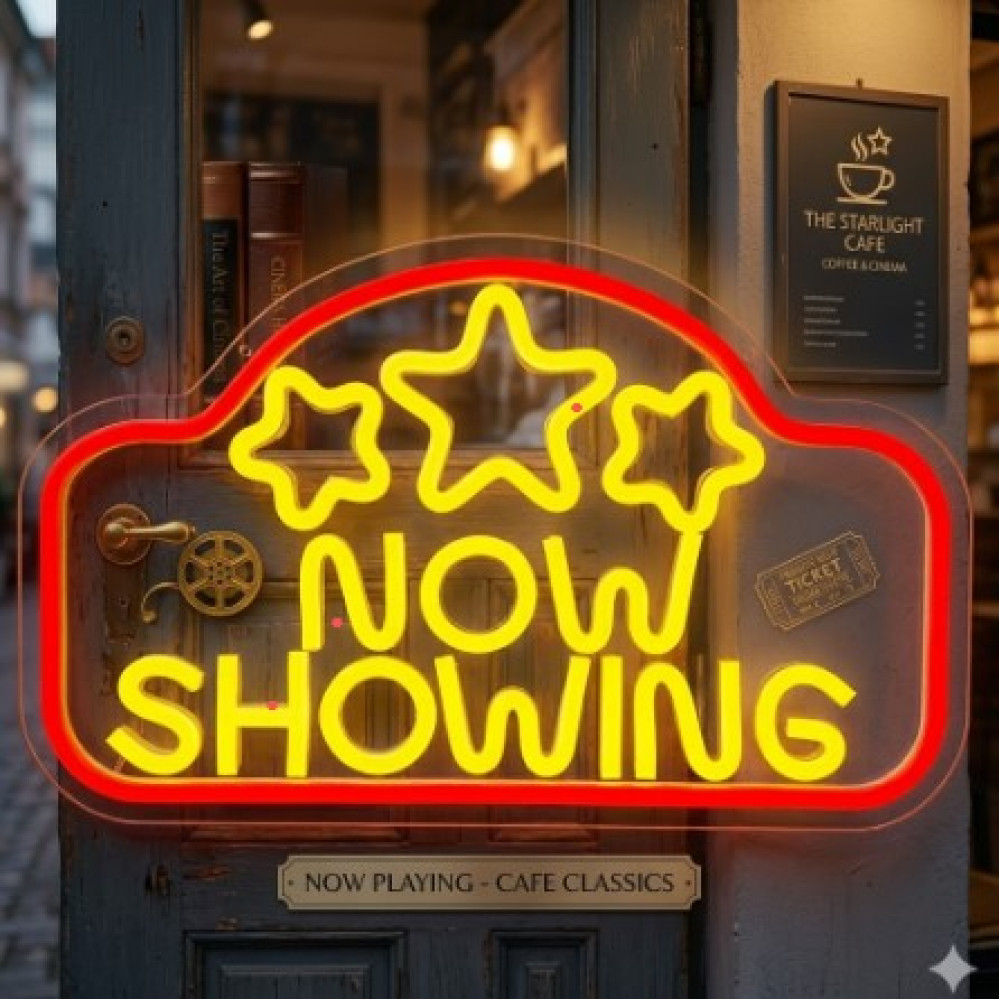 Неонова настінна вивіска Now Showing LED USB з регулюванням яскравості