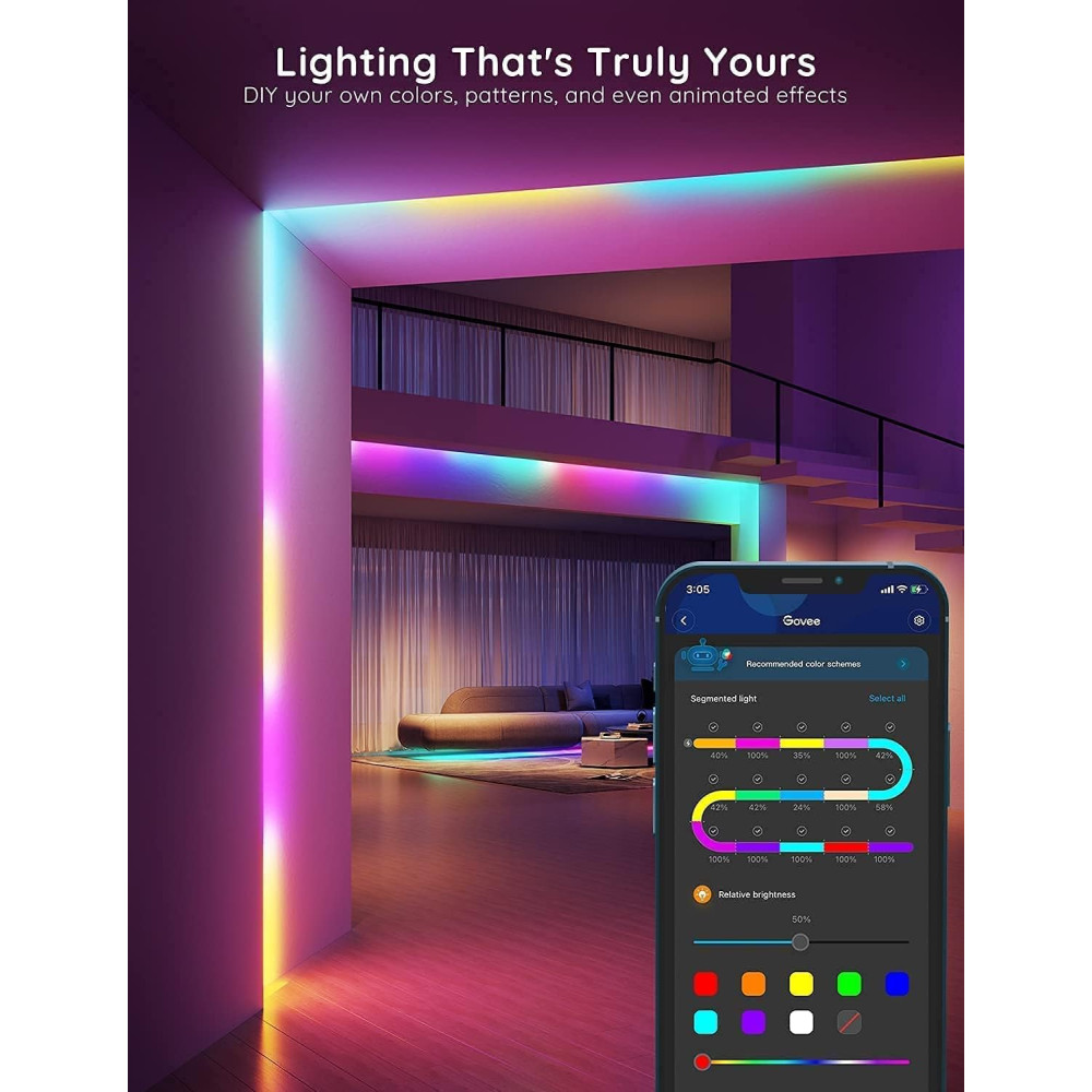 Світлодіодна стрічка Govee RGBIC 10 м Bluetooth музична синхронізація