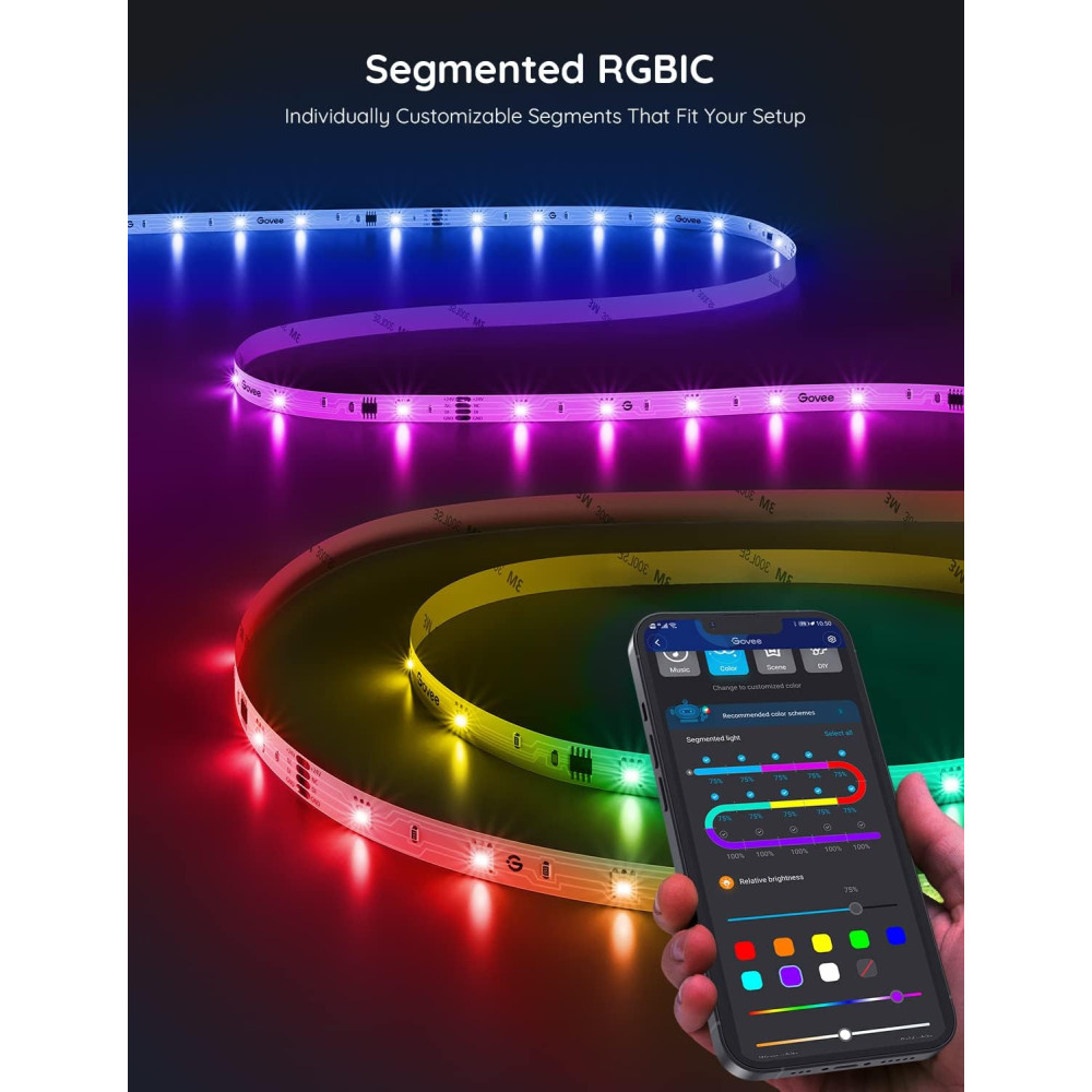 Світлодіодна стрічка Govee RGBIC 10 м Bluetooth музична синхронізація