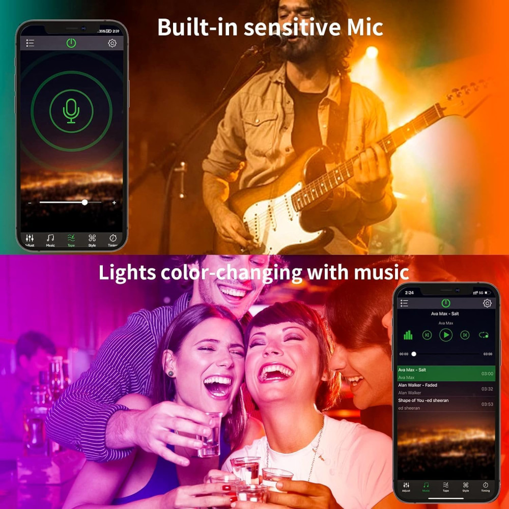 Світлодіодна стрічка KSIPZE 30 м RGB з музичним режимом Bluetooth, пульт