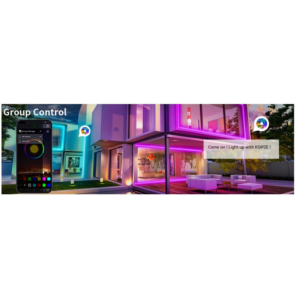 Світлодіодна стрічка KSIPZE 30 м RGB з музичним режимом Bluetooth, пульт