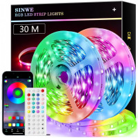 Светодиодная лента SINWE 30 м (2х15 м) RGB с музыкой приложение+пульт 