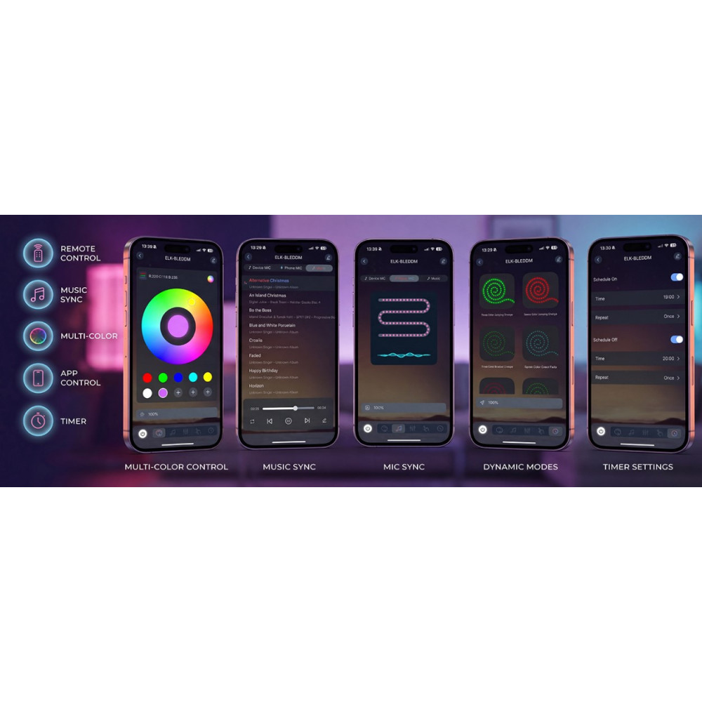 Светодиодная лента SINWE 30 м (2х15 м) RGB с музыкой приложение+пульт 