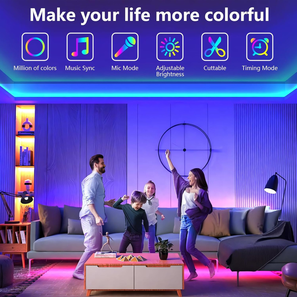 Светодиодная лента SINWE 30 м (2х15 м) RGB с музыкой приложение+пульт 