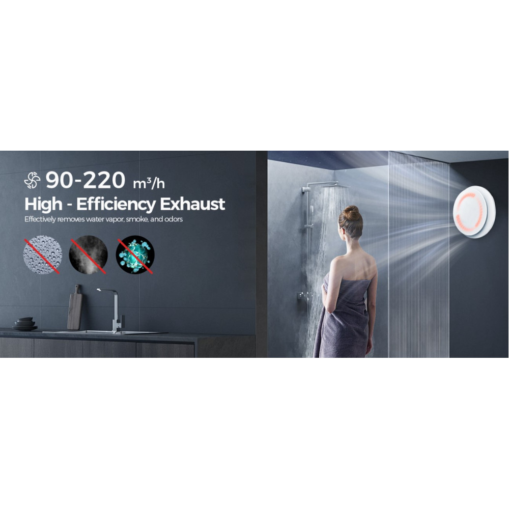 Вытяжной вентилятор для ванной RUBBUL P108A2 с подсветкой RGB и пультом