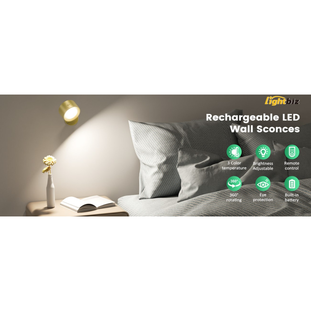 Светильники настенные LED аккумуляторные Lightbiz с пультом 2 шт