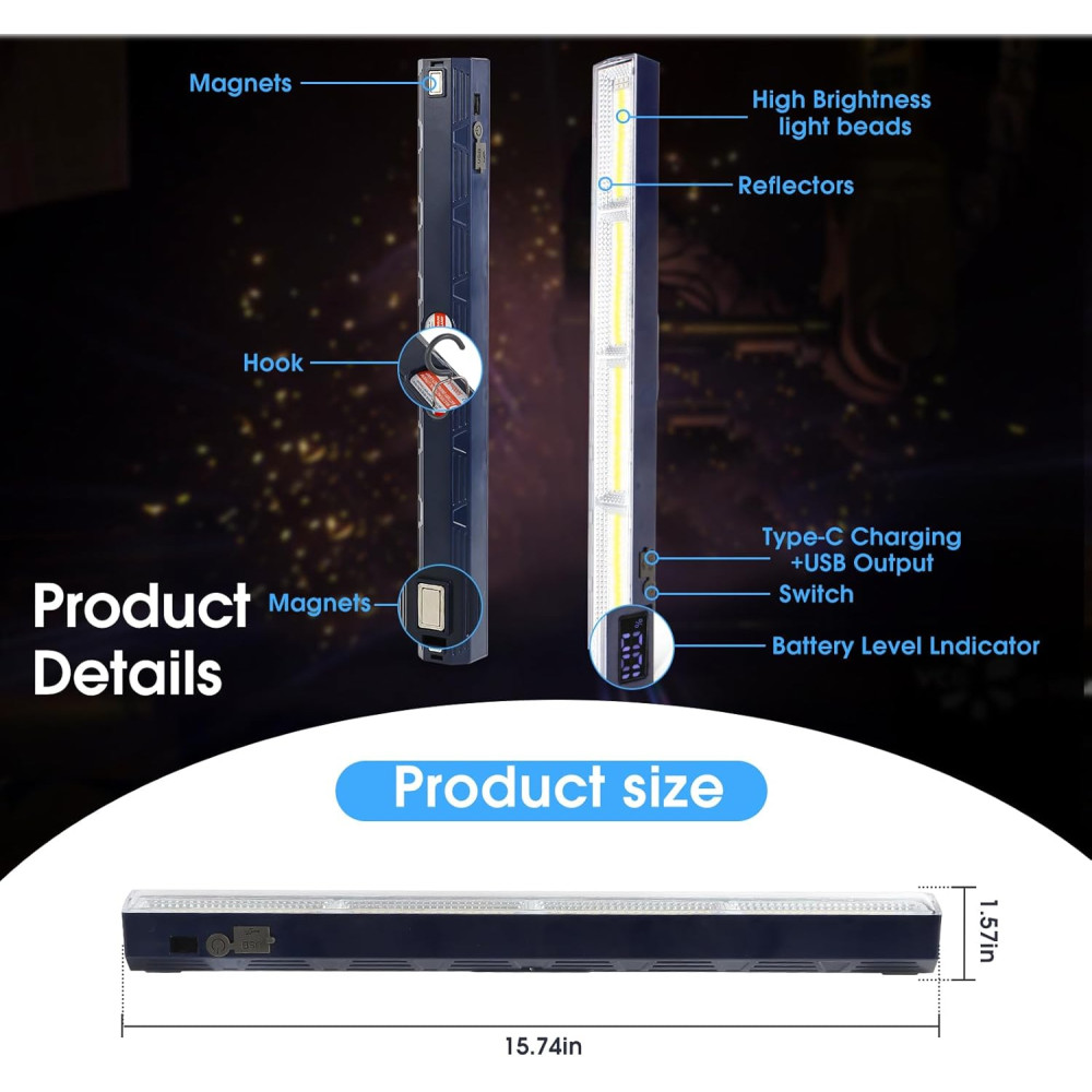 Магнитная светодиодная лампа LETOUR 40 см 7500 mAh