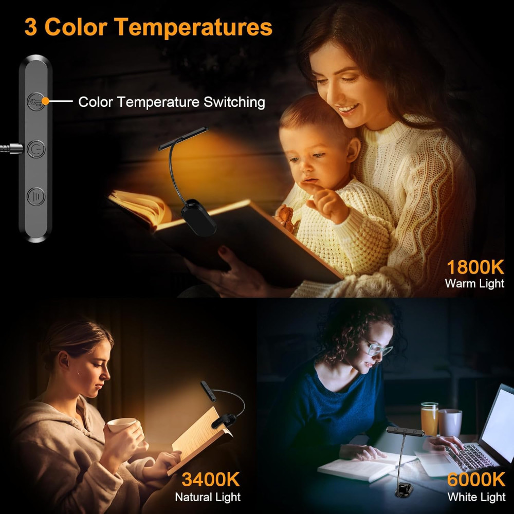 Лампа для чтения Gritin LED клипса аккумуляторная USB Type C