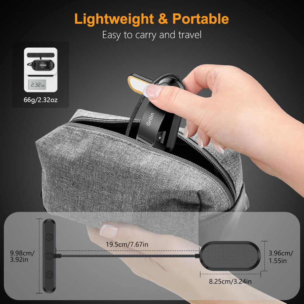 Лампа для чтения Gritin LED клипса аккумуляторная USB Type C