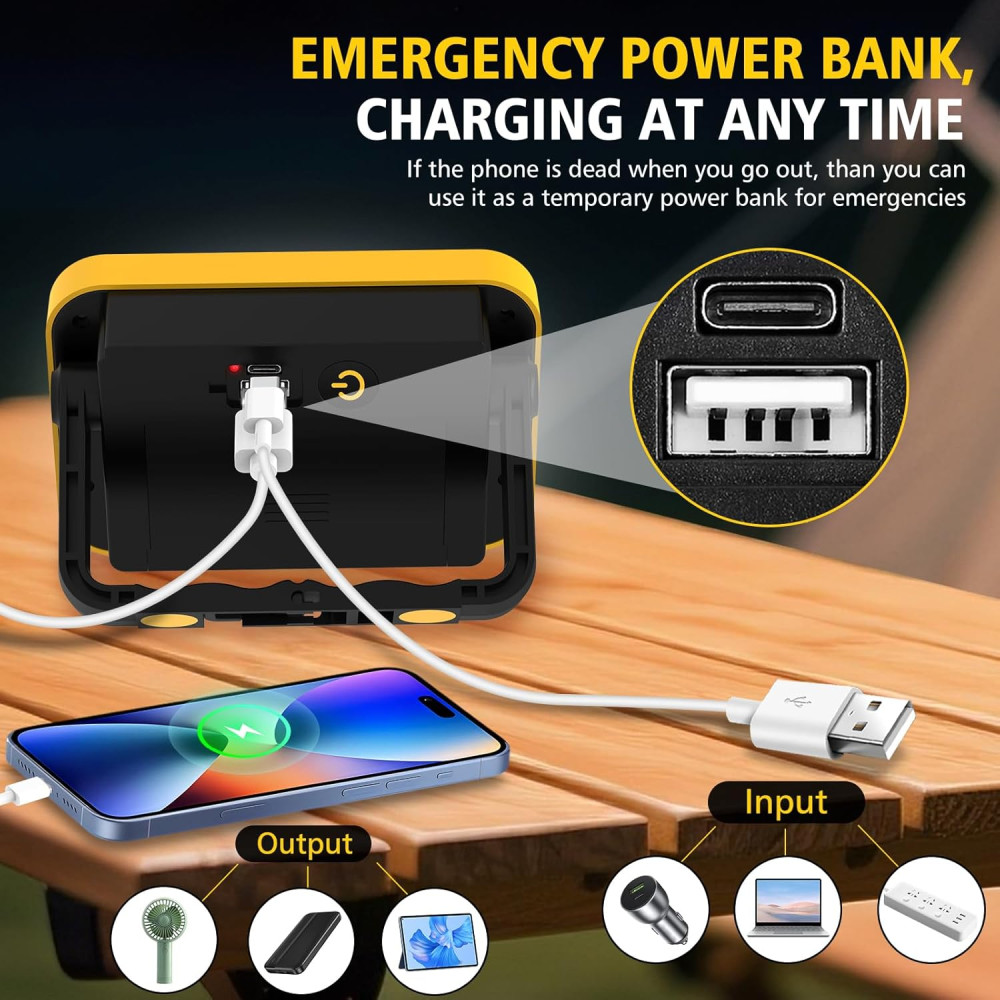 Аккумуляторный LED прожектор или рабочая лампа NATPOW 5 режимов USB поворот 180°