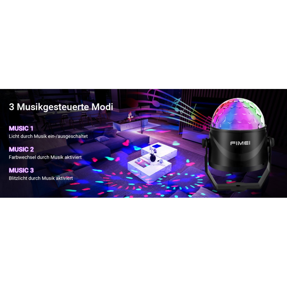 Диско шар FIMEI LED 3W RGB с музыкальным управлением и пультом