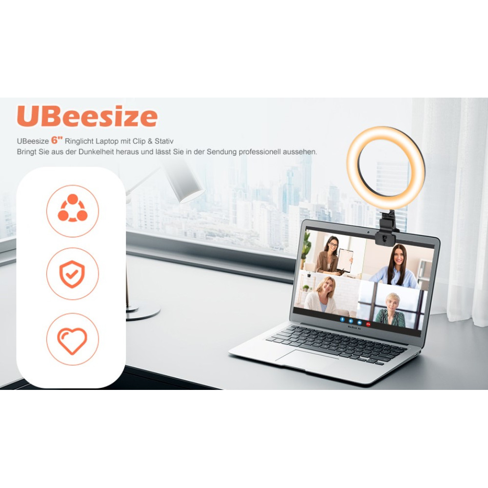 Кольцевая LED-лампа UBeesize для ноутбука с трехногой и клипсой 60 LED