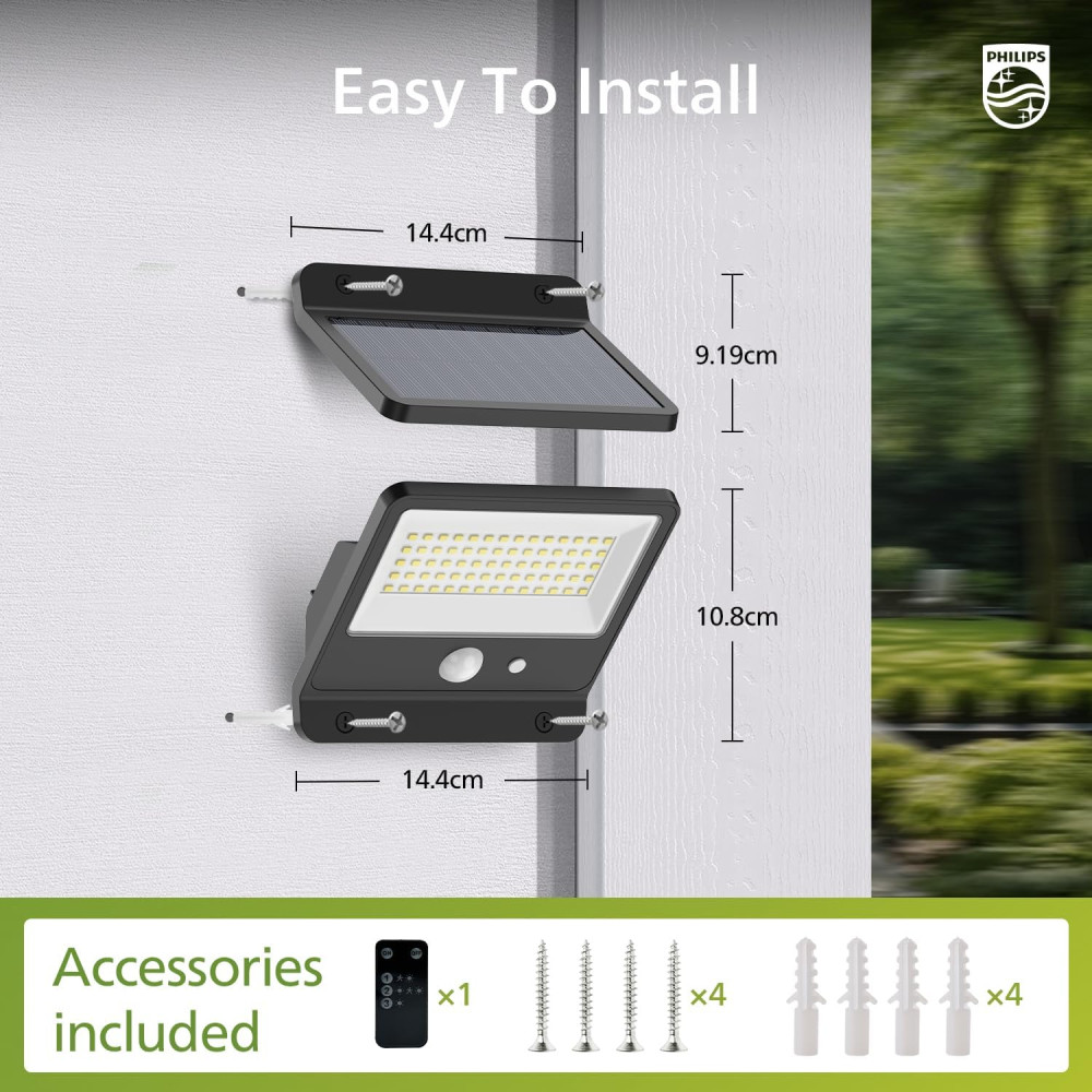 Солнечный LED прожектор Philips с датчиком движения PIR и пультом IP65
