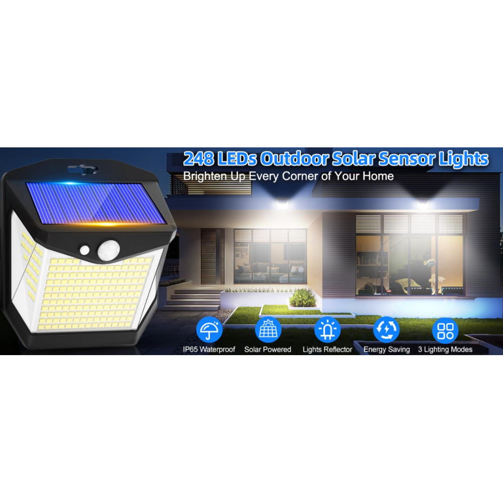 Настенный солнечный светильник Vanranger 248 LED датчик движения 3 режима IP65 4 шт