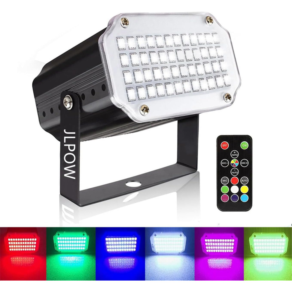 Стробоскоп  JLPOW із пультом дистанційного керування 48 RGB LED звукочутливий