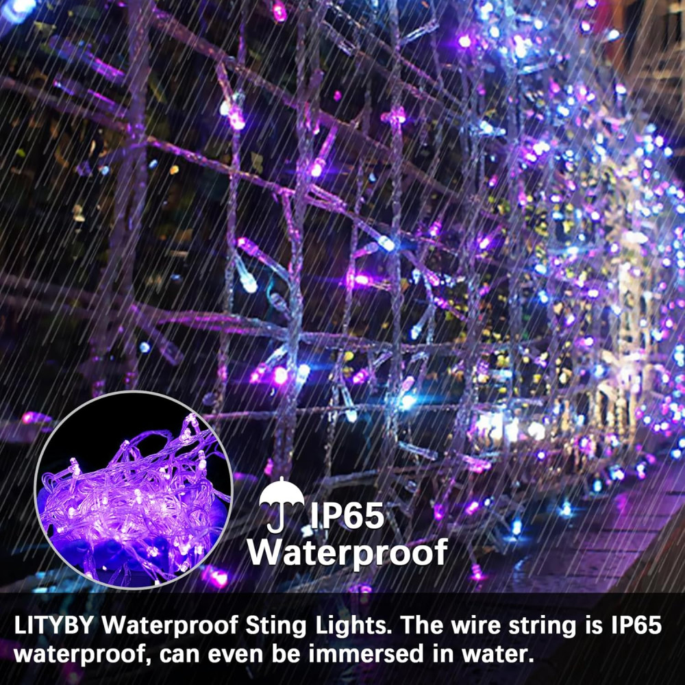 Гирлянда LITYBY 13 м 120 LED USB фиолетовая имеет 8 режимов и таймер 