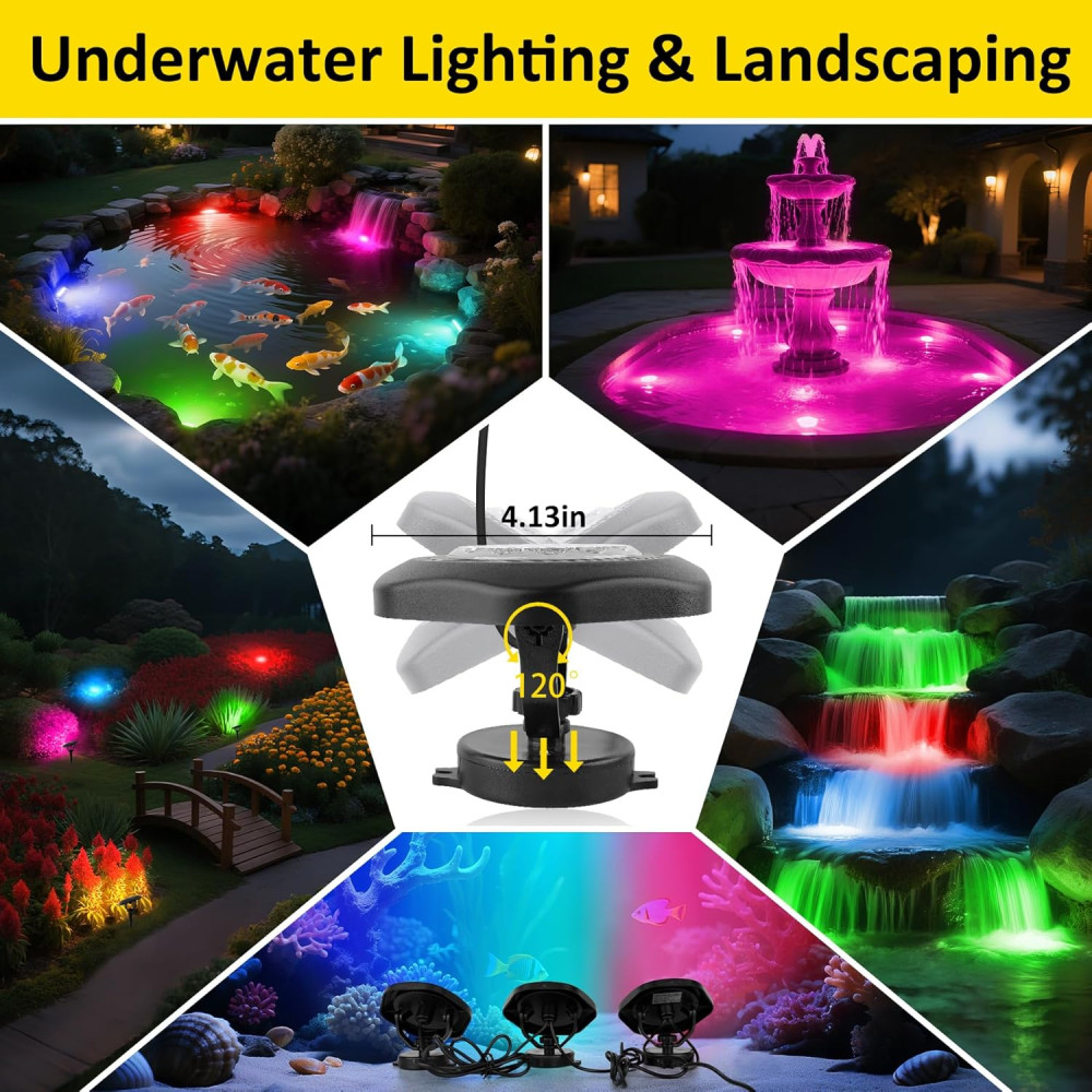 Подводные LED лампы для пруда T-SUN Led lights TS-F2230 16 млн цветов с приложением и пультом 4 шт