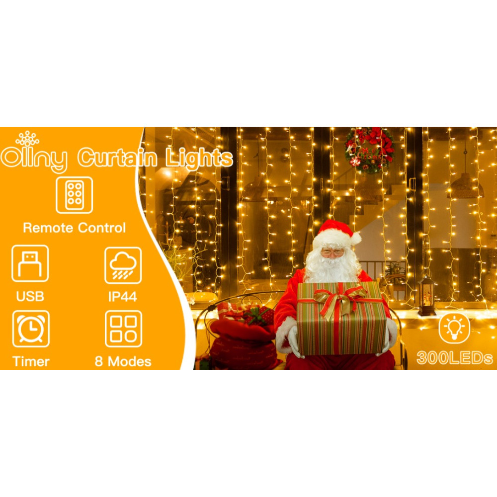 Светодиодная гирлянда-штора Ollny 300 LED 3×3 м 