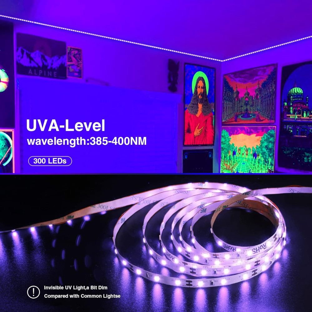 Ультрафиолетовая лента Onforu 5 м 300 LED UV 385–400 нм