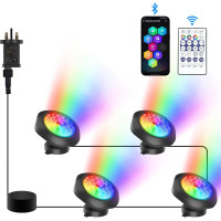 Подводные RGB светильники NATPOW 4 в 1 с Bluetooth-управлением IP68