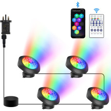 Подводные RGB светильники NATPOW 4 в 1 с Bluetooth-управлением IP68