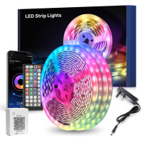 Светодиодная лента Mexllex 30 м 2 рулона по 15 м RGB Bluetooth синхронизация с музыкой приложение пульт