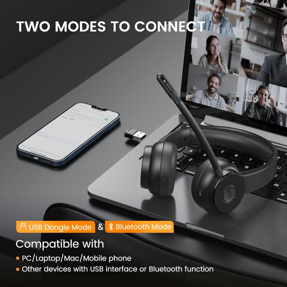 Бездротова гарнітура EKSA H16, Bluetooth V5.2, 55 годин роботи