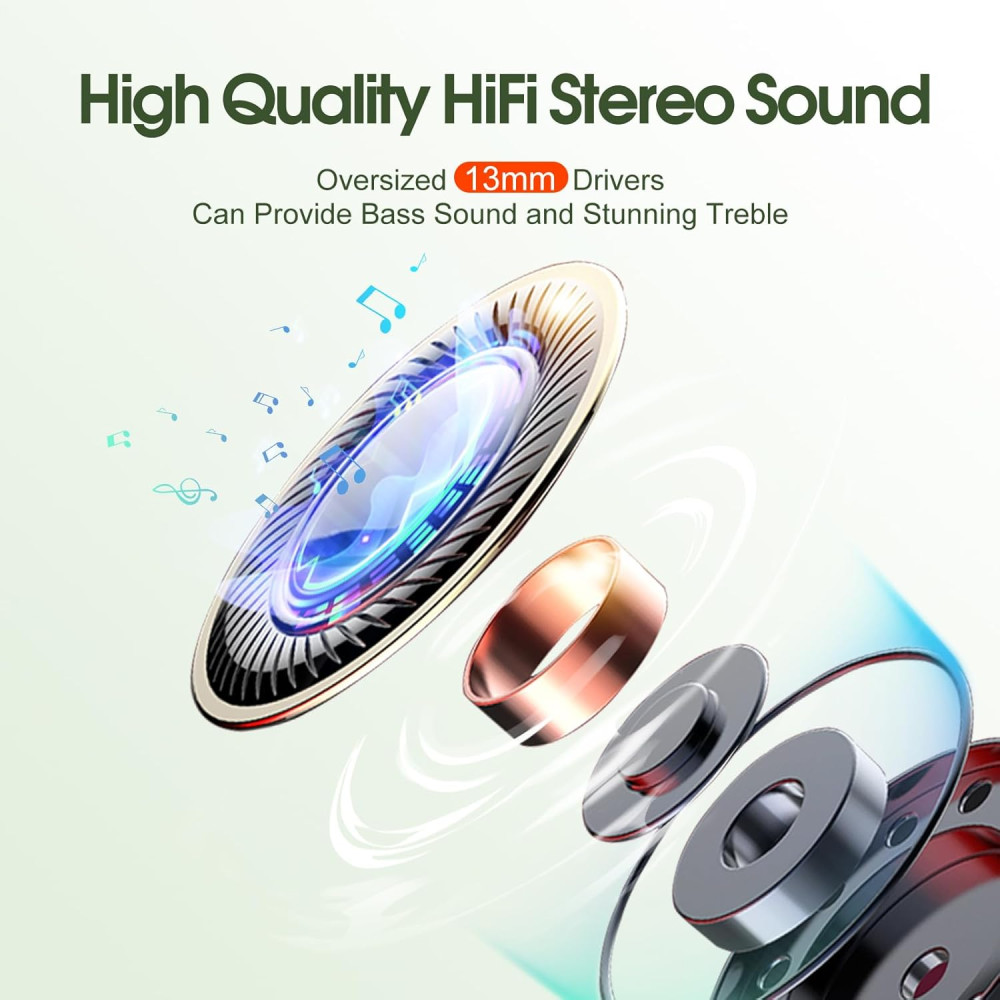 Наушники Bluetooth 5.3 SKIUDCT, со стереозвуком HiFi, с HD-микрофоном