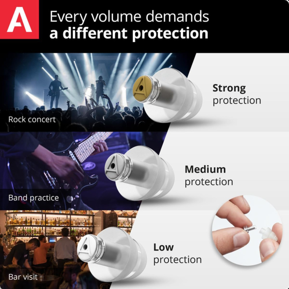 Високоякісні беруші Alpine MusicSafe Pro для музикантів та концертів з 3 фільтрами 