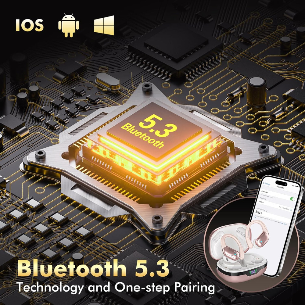 Беспроводные Bluetooth наушники BX17 с ушными крючками до 80 часов работы