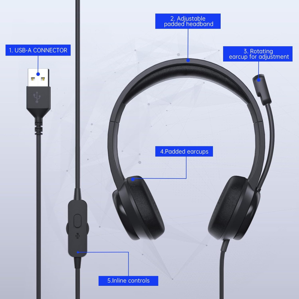 Проводные USB-наушники с микрофоном Syndesmos CM7006 для ПК