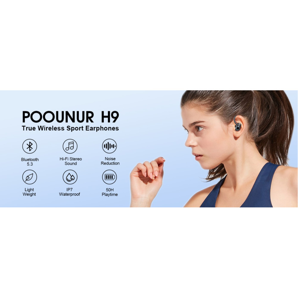 Бездротові навушники Poounur H9 до 50 год роботи