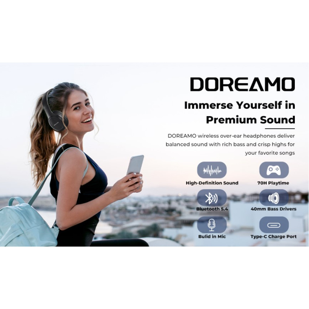 Бездротові накладні навушники DOREAMO 916 Hi-Fi звук