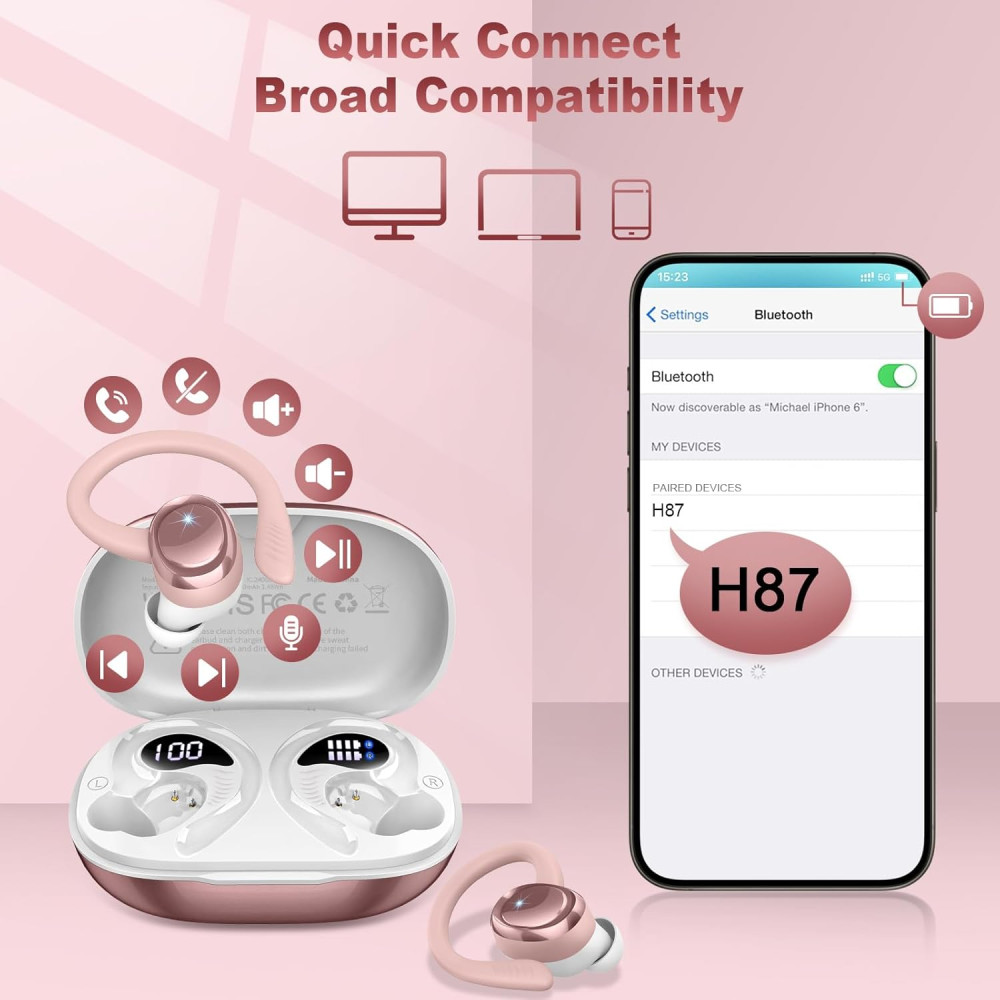 Бездротові навушники Hupoaf H87 до 50 годин роботи з LED дисплеєм IP7